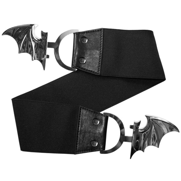 Bat Belt Womens 2XL-3XL Silver Stretchy Elastic Waist Halloween Trick or Treat - Picture 3 of 5